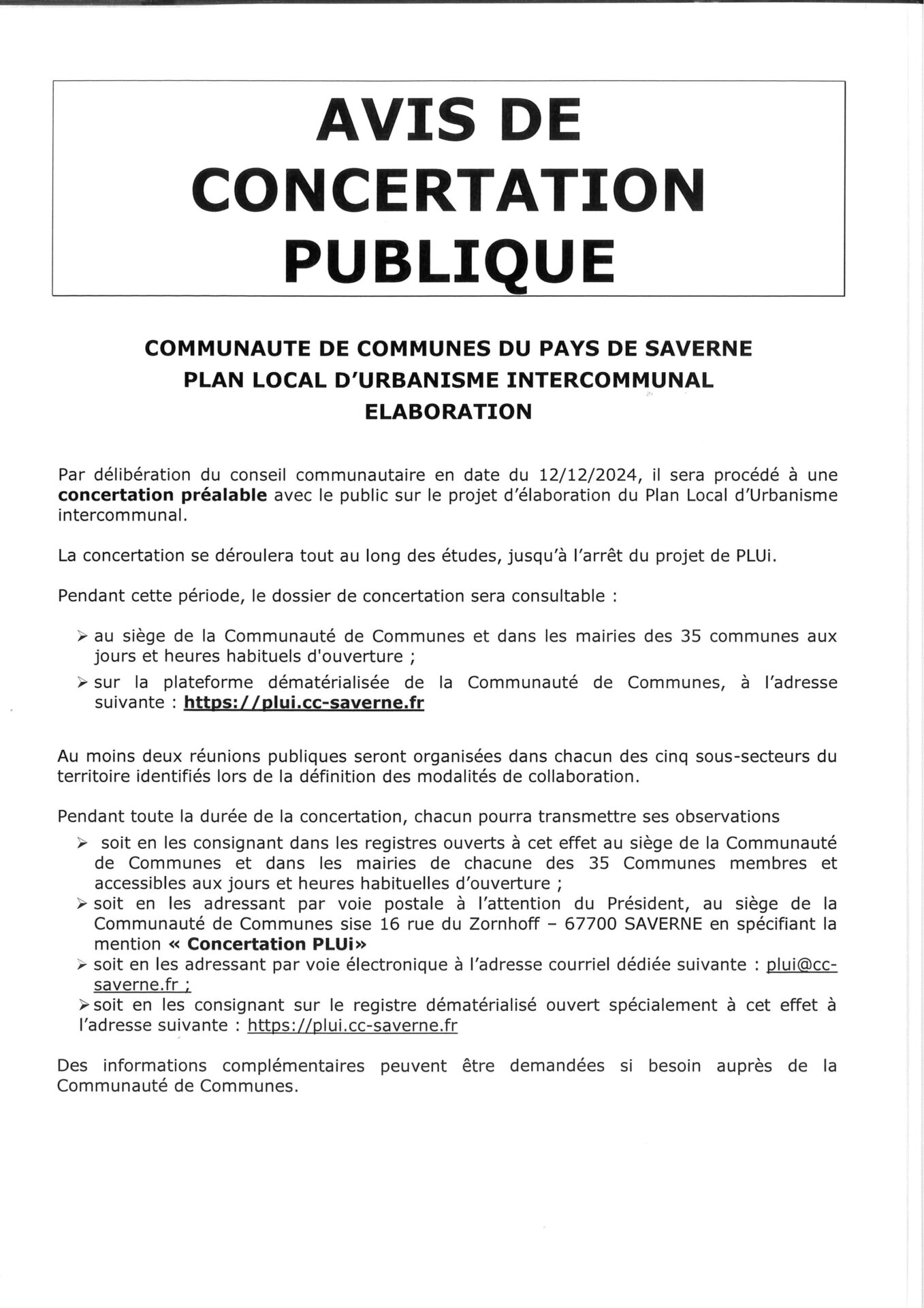 Élaboration du PLUI