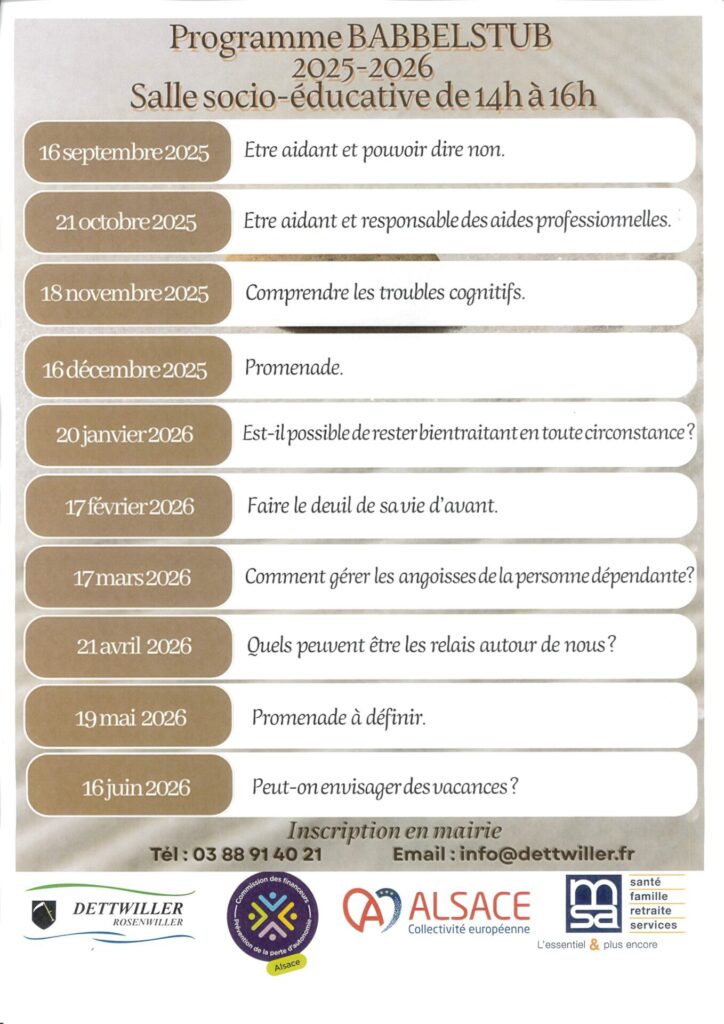 Programme annuel des ateliers BABBELSTUB 2025-2026