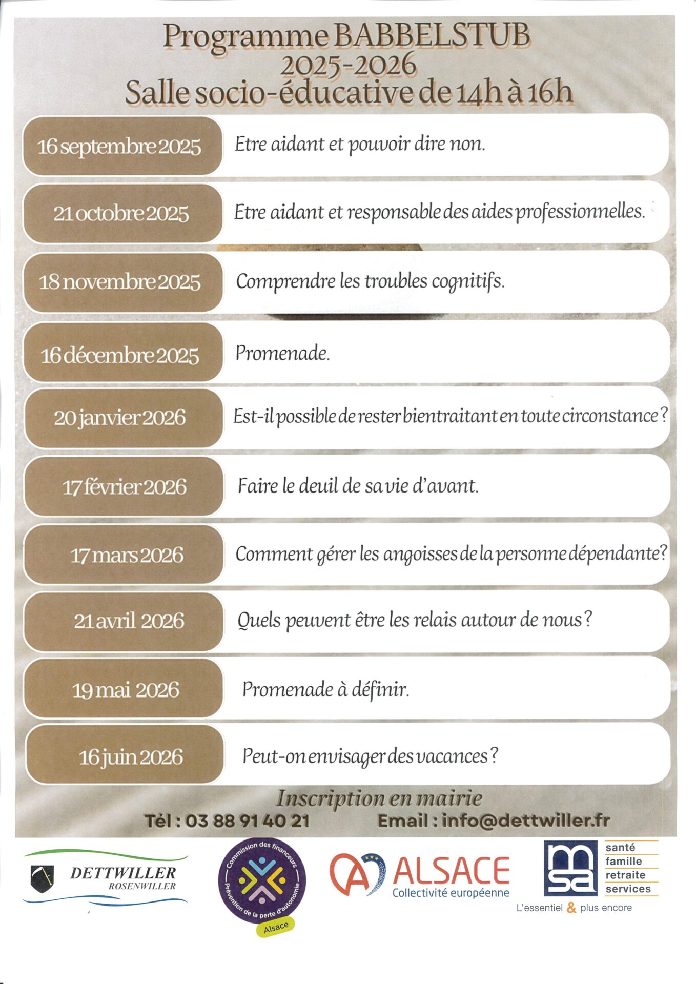 PROGRAMME BABBELSTUB 2025-2026